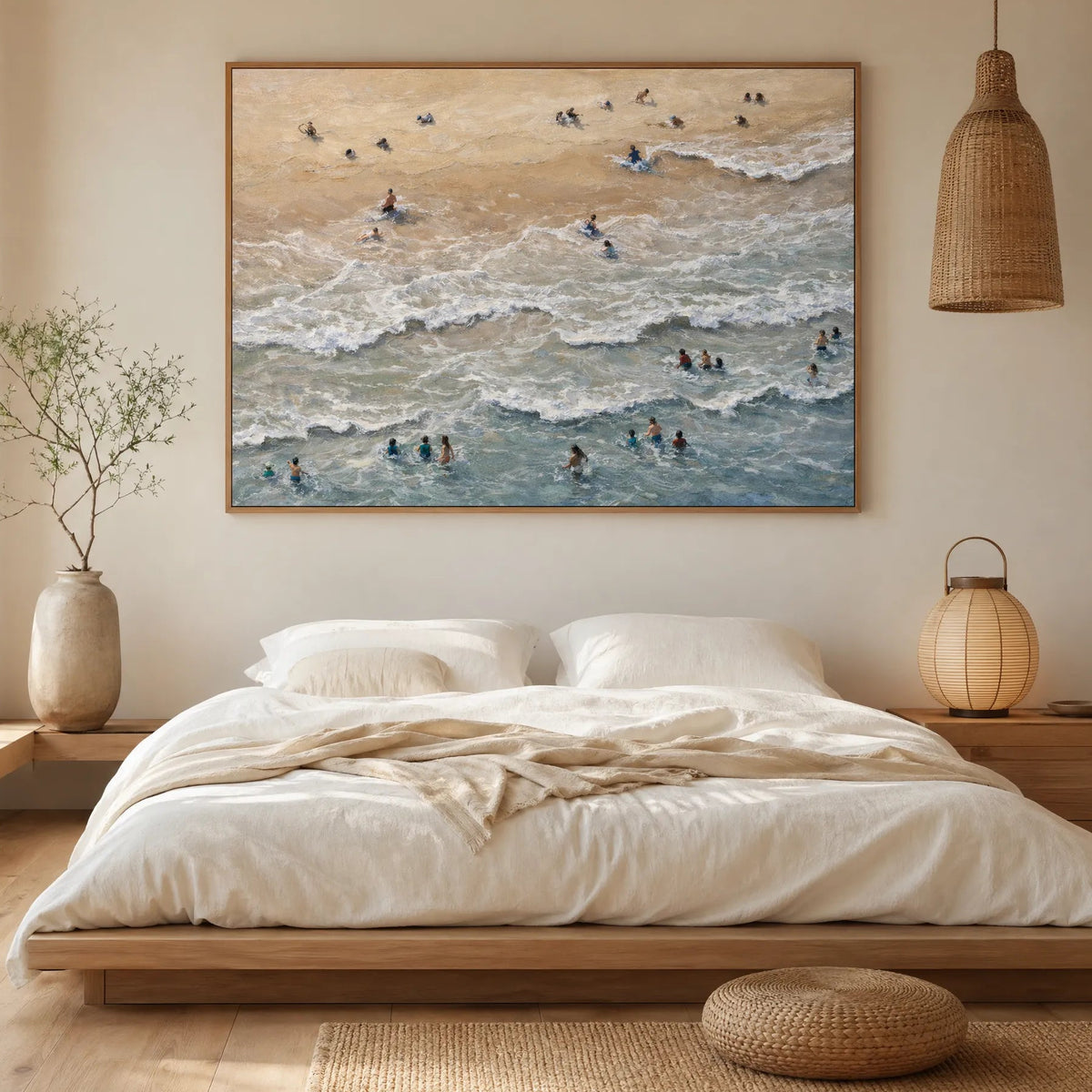 Aerial Beach Oil Painting Textured Ocean Wall Art HP#2814 — Existing room preview room preview