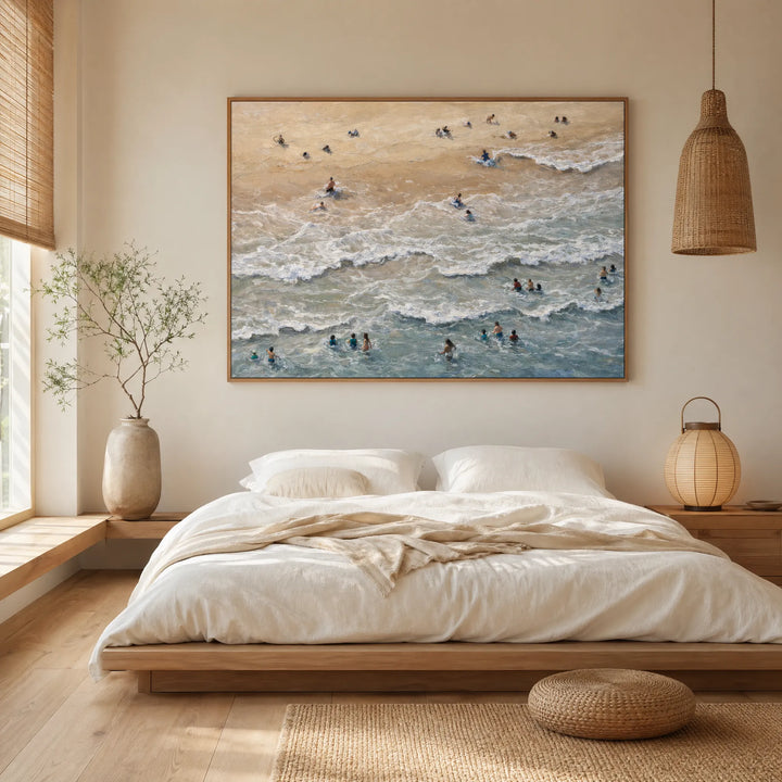 Aerial Beach Oil Painting Textured Ocean Wall Art HP