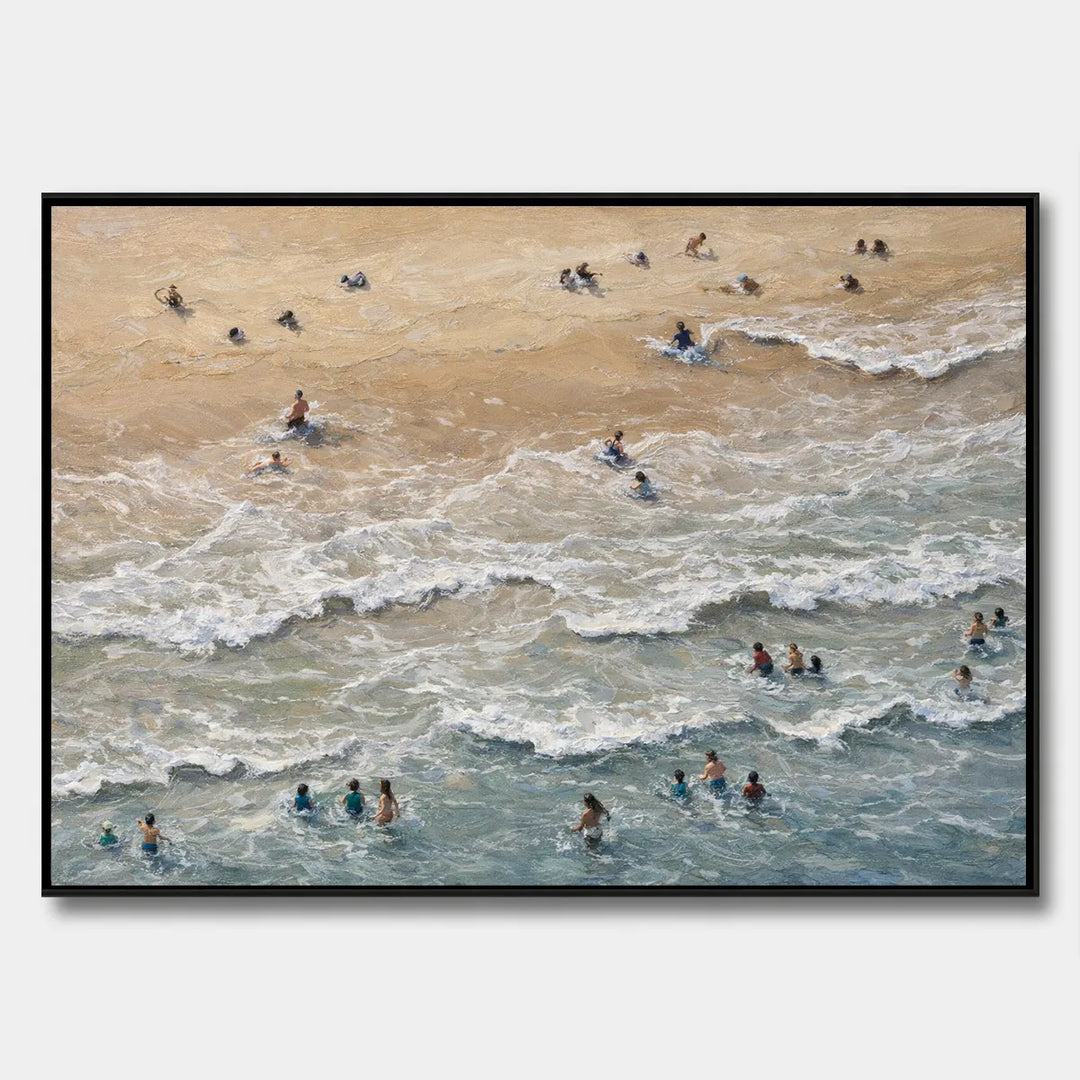 Aerial Beach Oil Painting Textured Ocean Wall Art HP