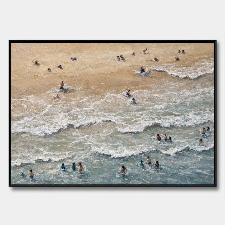 Aerial Beach Oil Painting Textured Ocean Wall Art HP