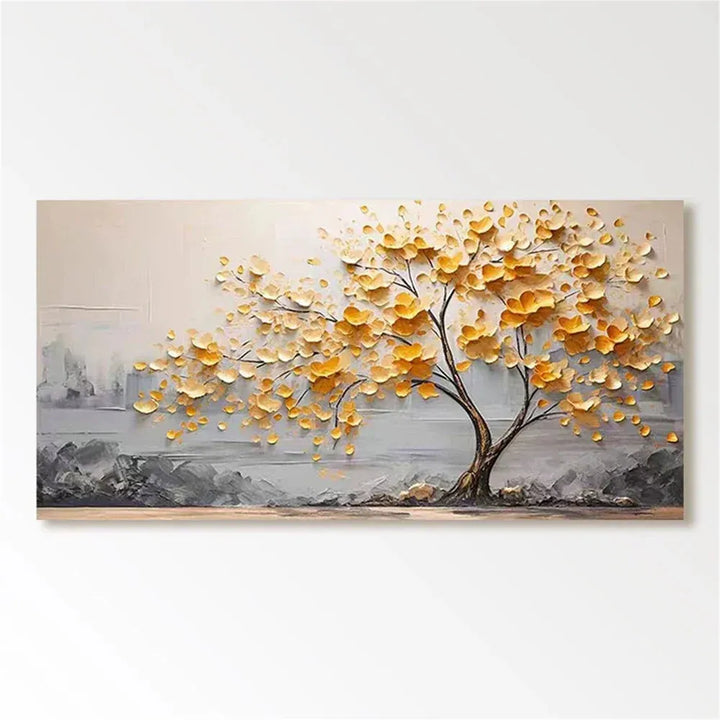 Amber Leaf Tree Textured Painting MT