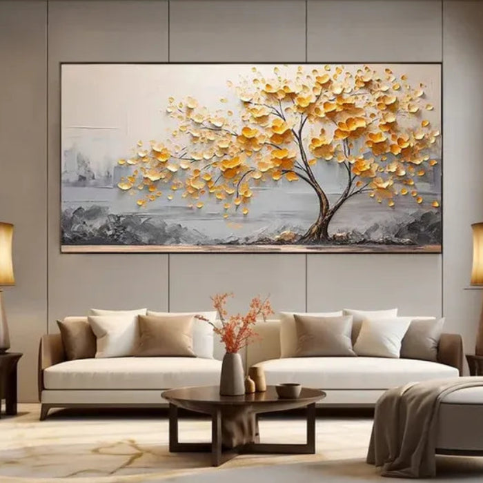 Amber Leaf Tree Textured Painting MT