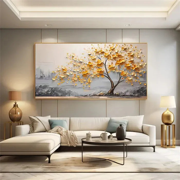 Amber Leaf Tree Textured Painting MT