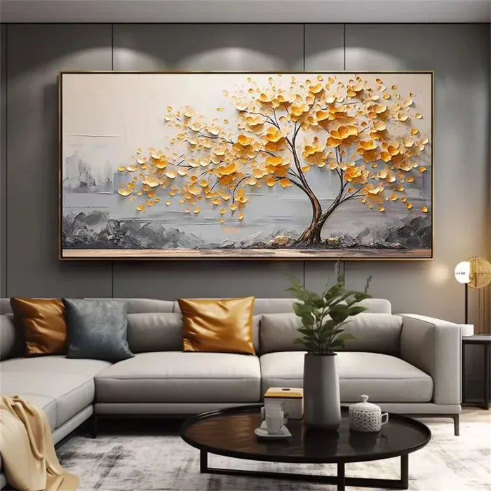 Amber Leaf Tree Textured Painting MT