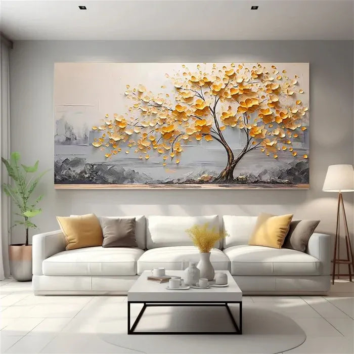 Amber Leaf Tree Textured Painting MT