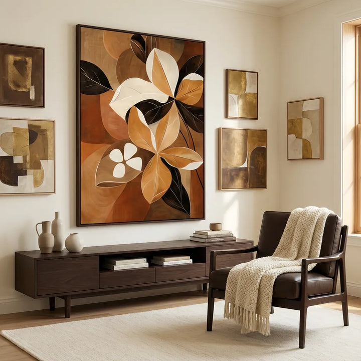Amber Petal Bloom Abstract Painting TA