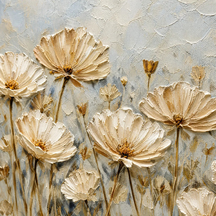 Antique Floral Meadow Textured Oil Painting HP