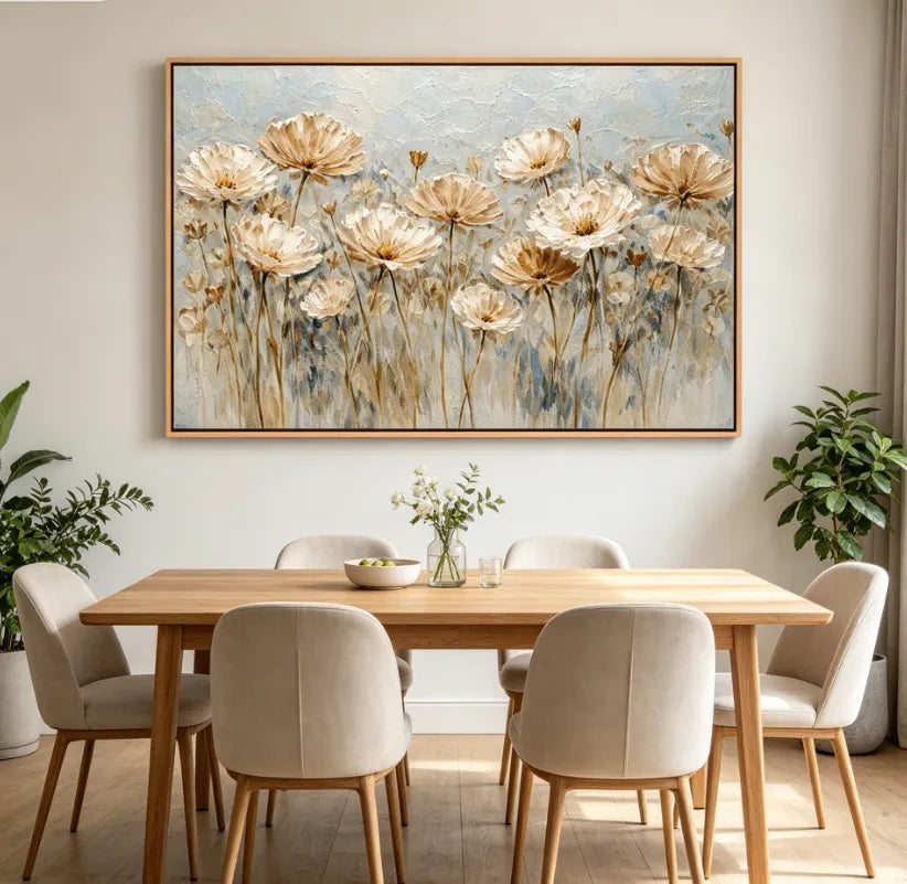 Antique Floral Meadow Textured Oil Painting HP