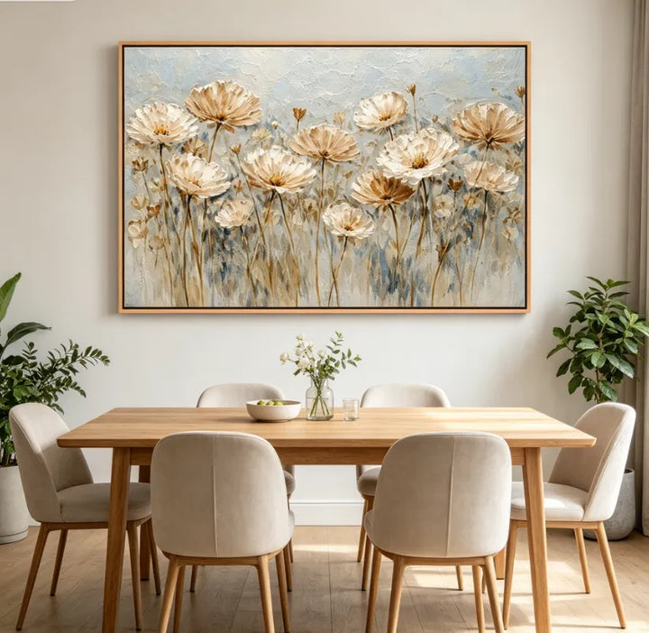 Antique Floral Meadow Textured Oil Painting HP