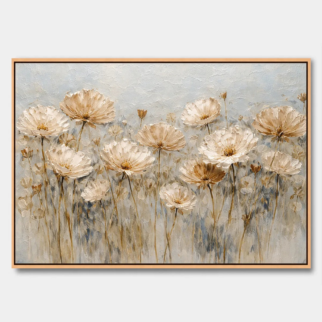 Antique Floral Meadow Textured Oil Painting HP