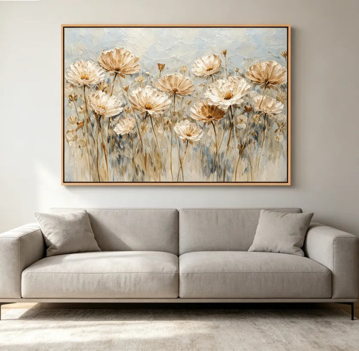 Antique Floral Meadow Textured Oil Painting HP