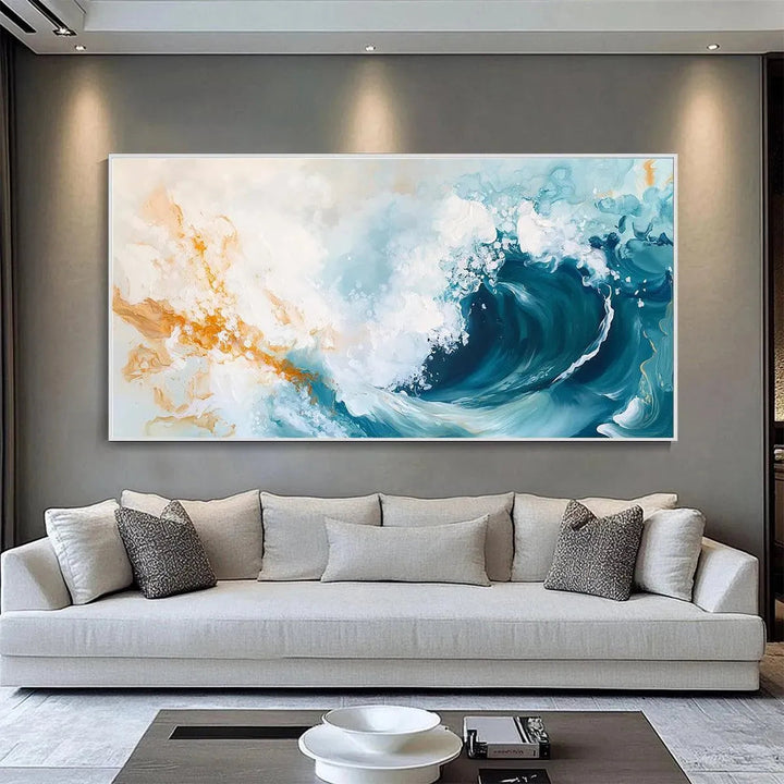Aquamarine Crest - Abstract Ocean Wave Wall Art Painting