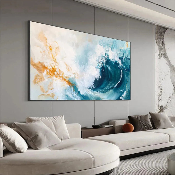 Aquamarine Crest - Abstract Ocean Wave Wall Art Painting