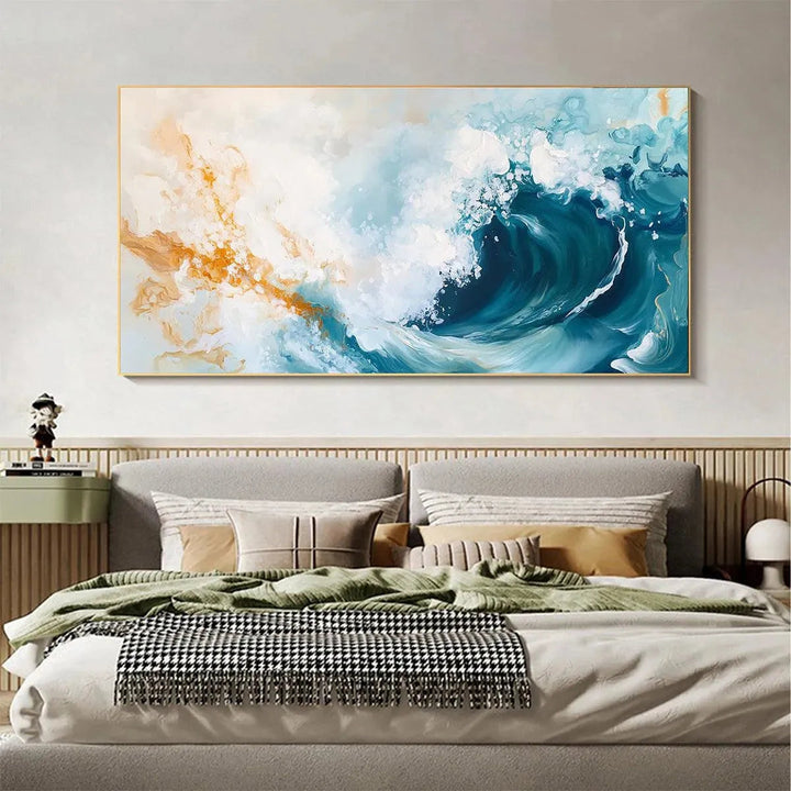 Aquamarine Crest - Abstract Ocean Wave Wall Art Painting