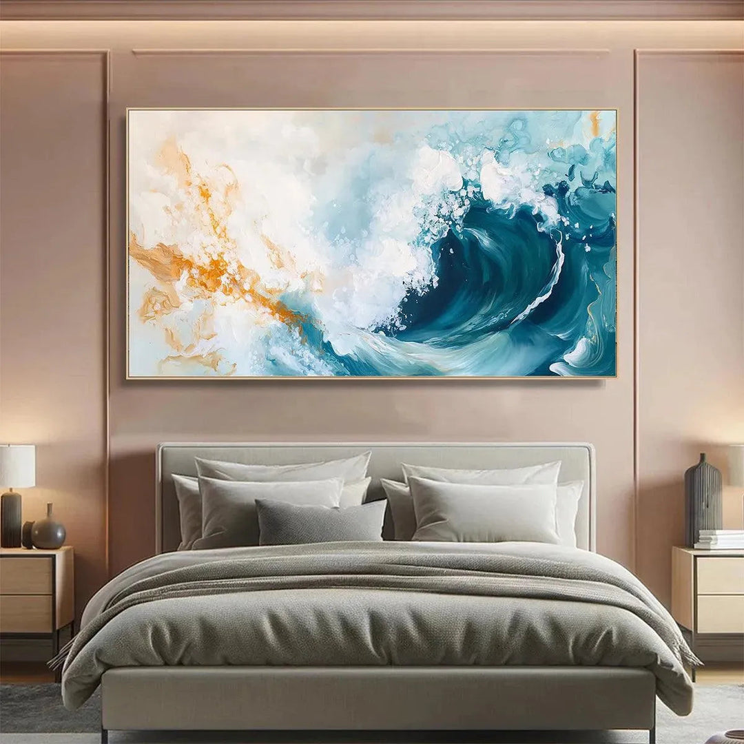 Aquamarine Crest - Abstract Ocean Wave Wall Art Painting