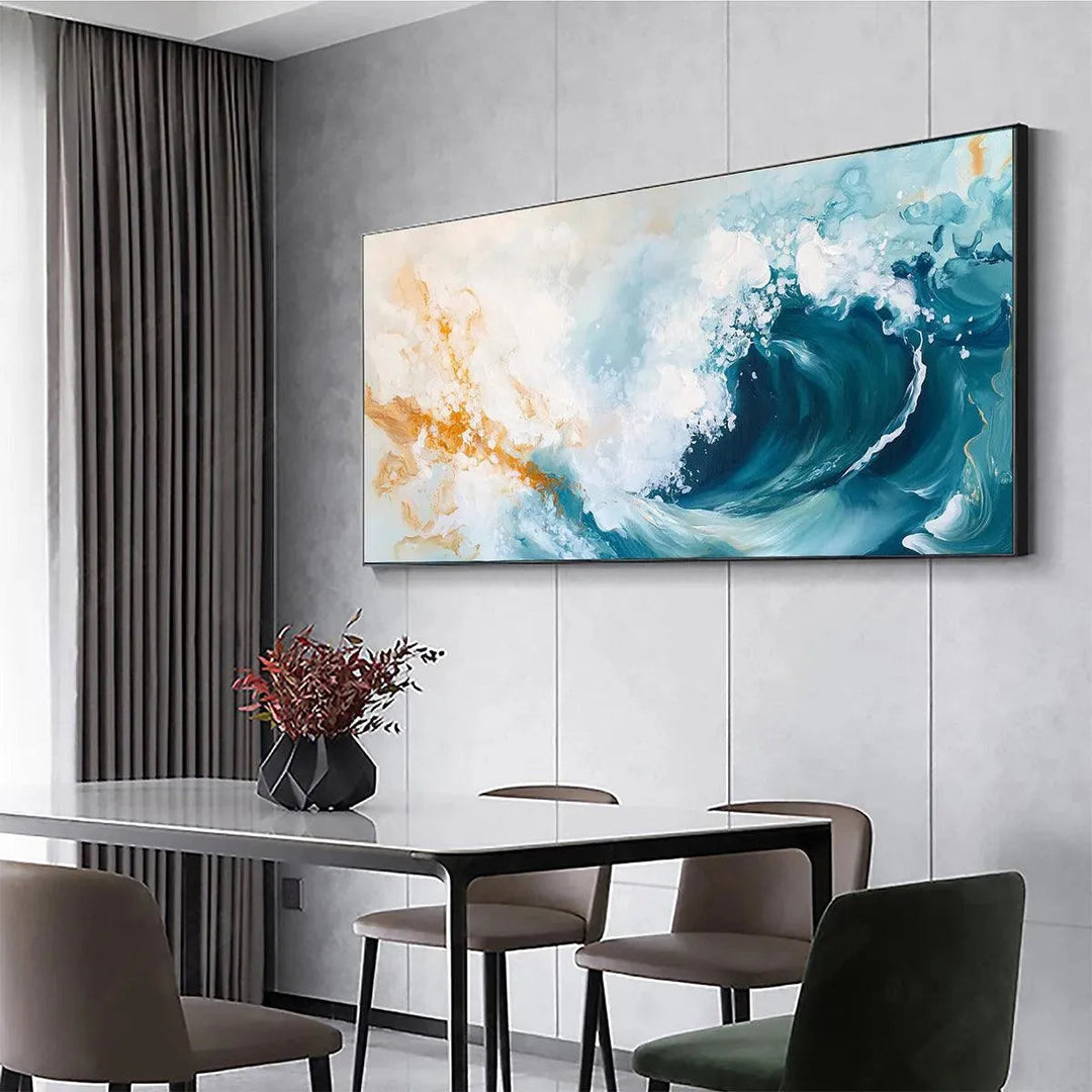 Aquamarine Crest - Abstract Ocean Wave Wall Art Painting