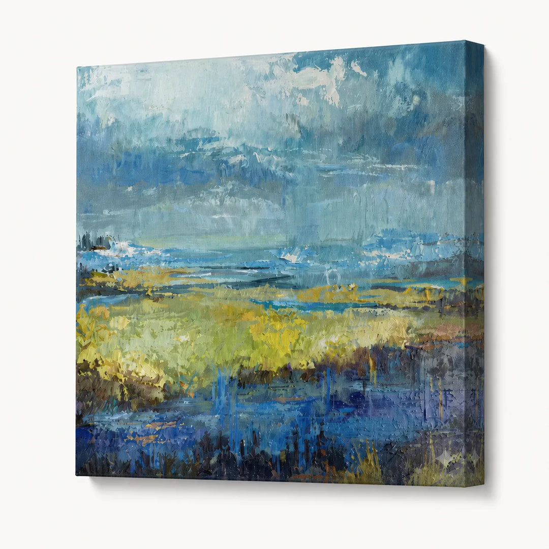 Atmospheric Coastal Abstract Meadow Oil Painting HP