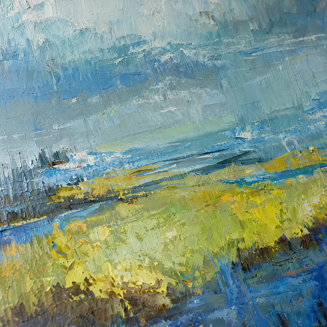 Atmospheric Coastal Abstract Meadow Oil Painting HP