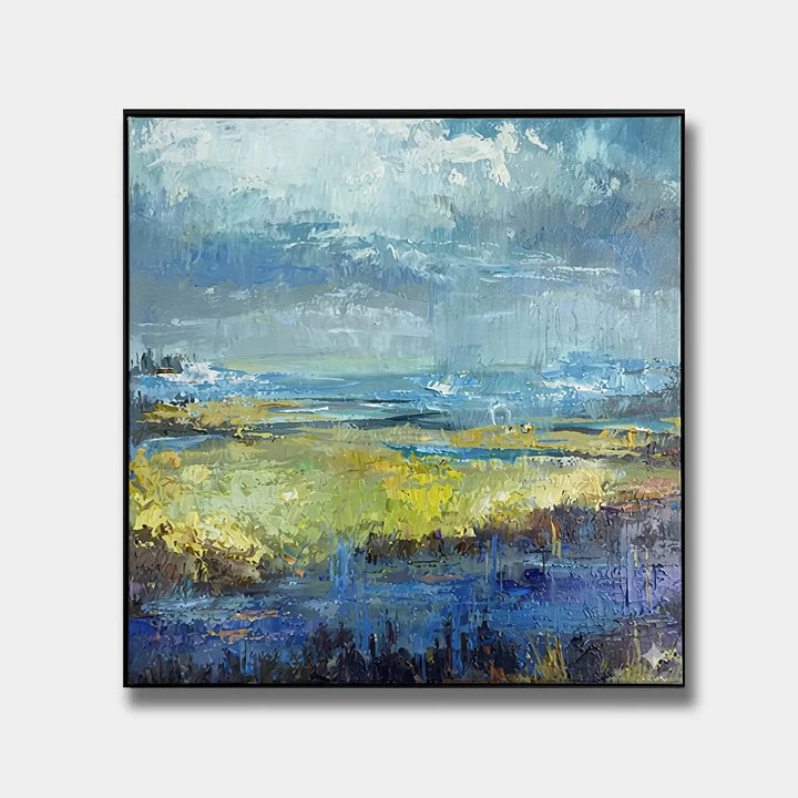 Atmospheric Coastal Abstract Meadow Oil Painting HP