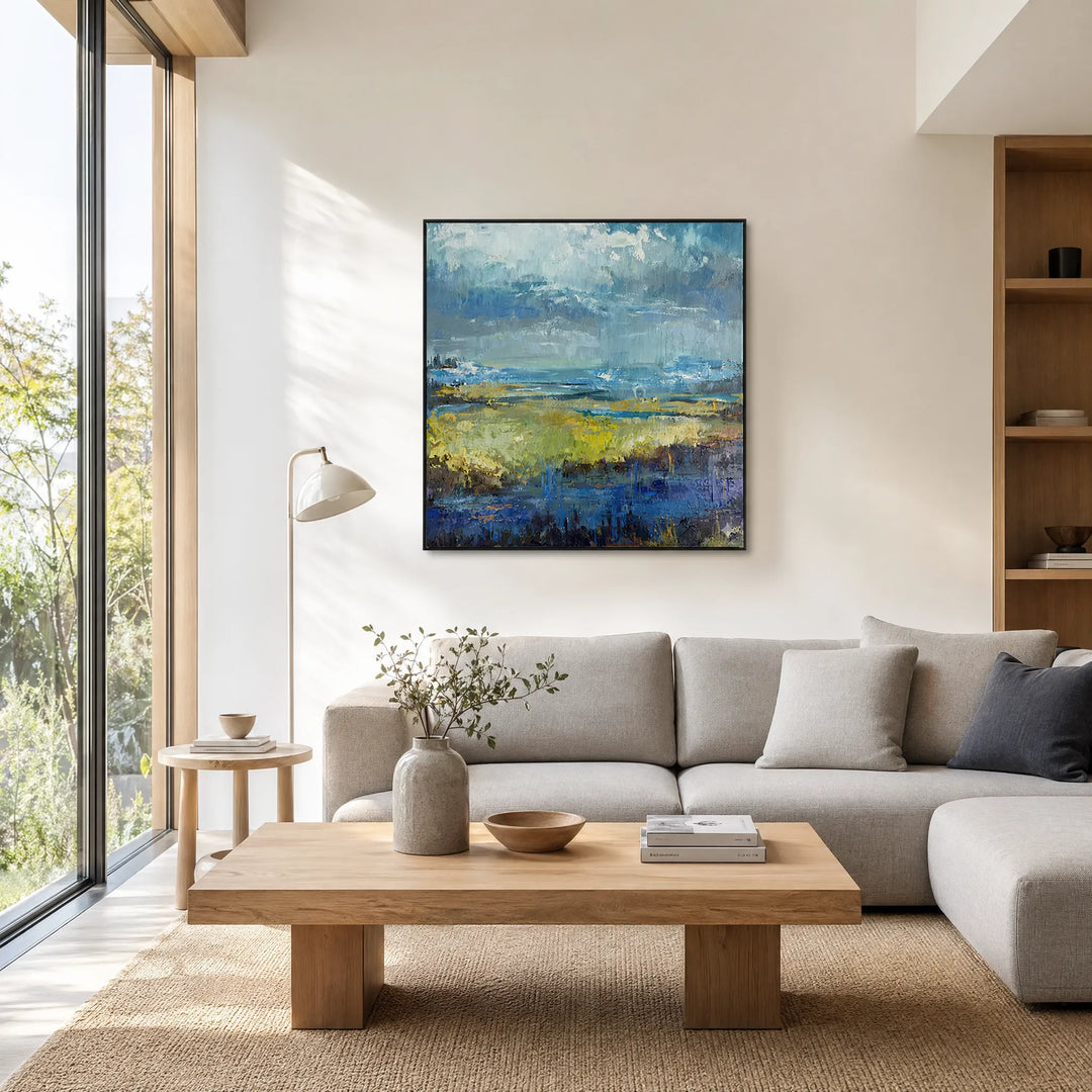 Atmospheric Coastal Abstract Meadow Oil Painting HP