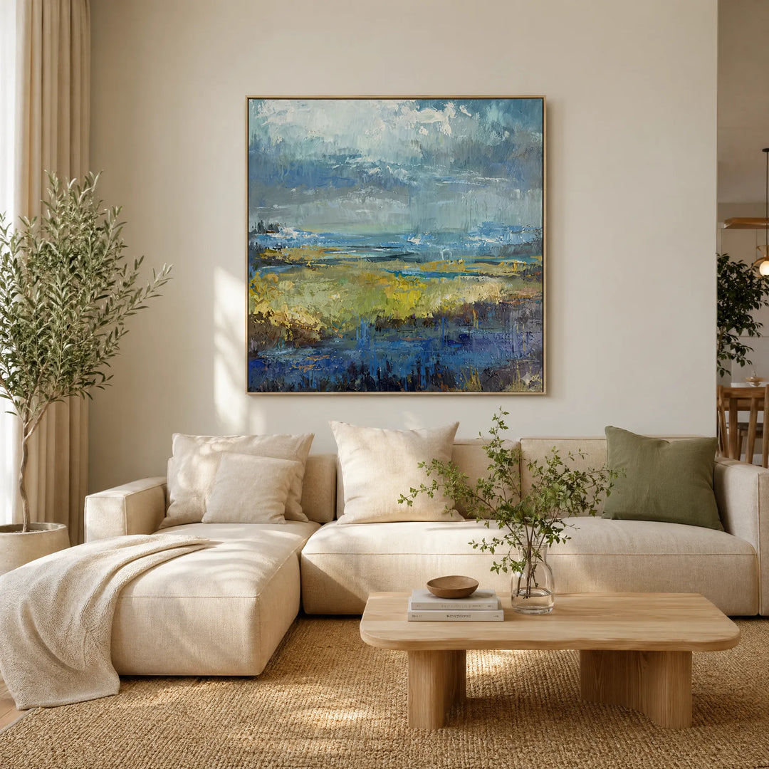 Atmospheric Coastal Abstract Meadow Oil Painting HP
