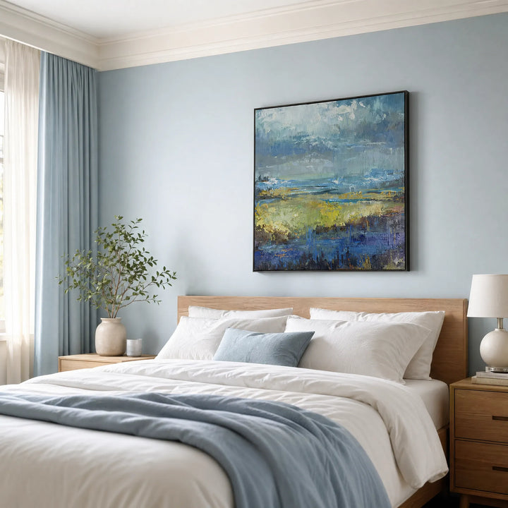 Atmospheric Coastal Abstract Meadow Oil Painting HP