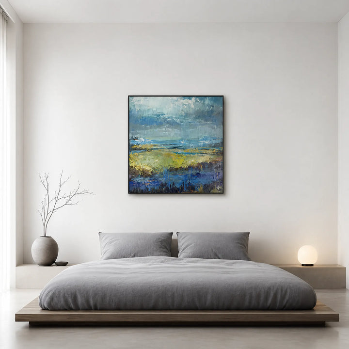 Atmospheric Coastal Abstract Meadow Oil Painting HP