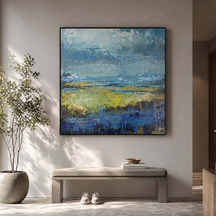 Atmospheric Coastal Abstract Meadow Oil Painting HP