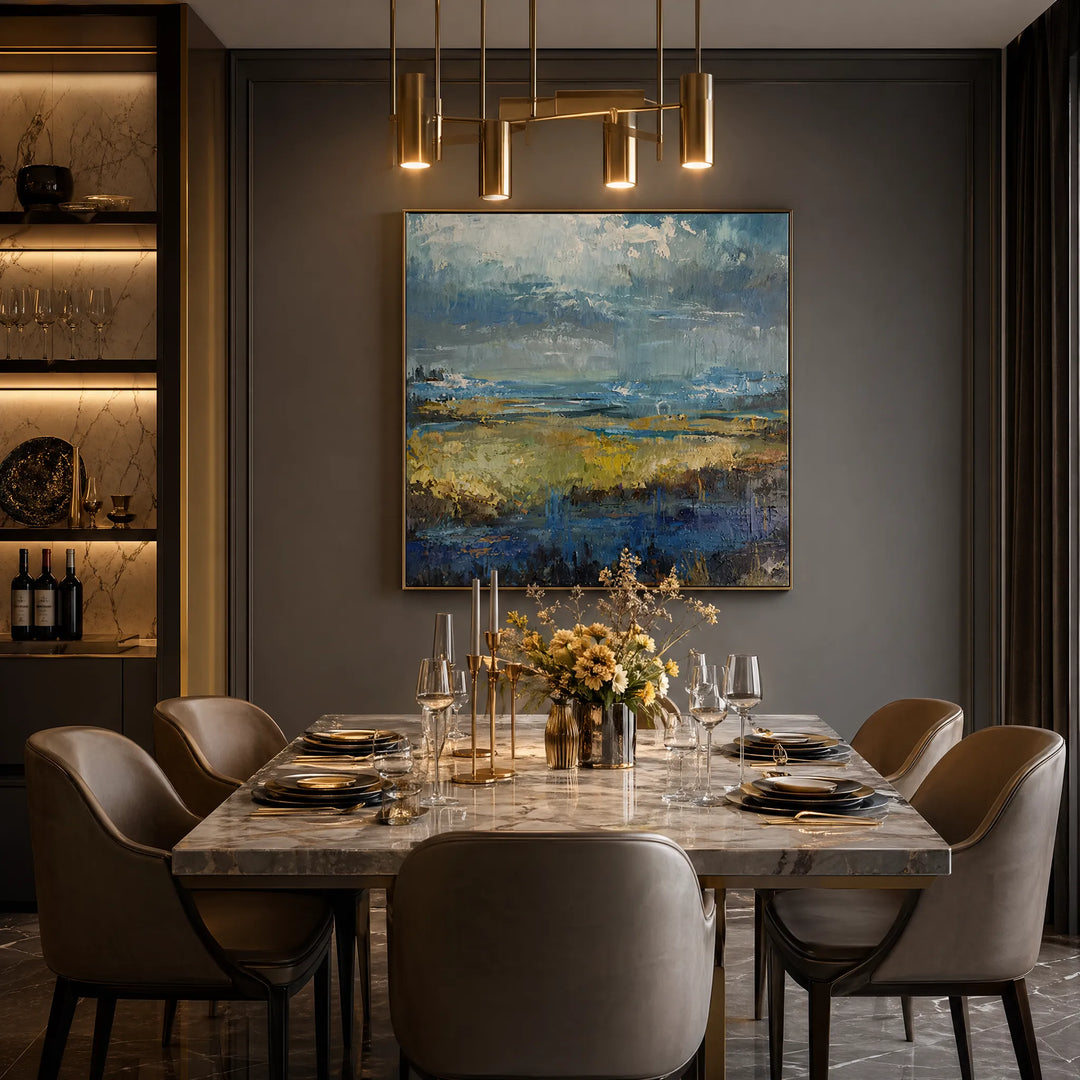Atmospheric Coastal Abstract Meadow Oil Painting HP