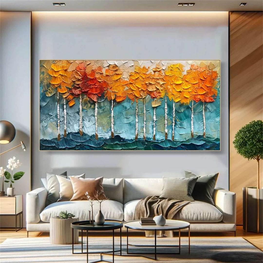 Autumn Ember – Textured Tree Hand-Painted Oil Painting