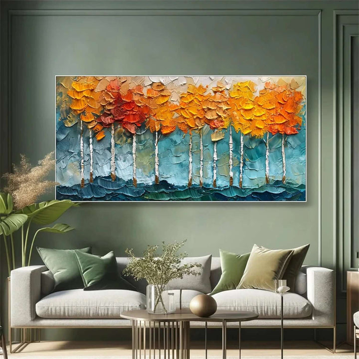 Autumn Ember – Textured Tree Hand-Painted Oil Painting