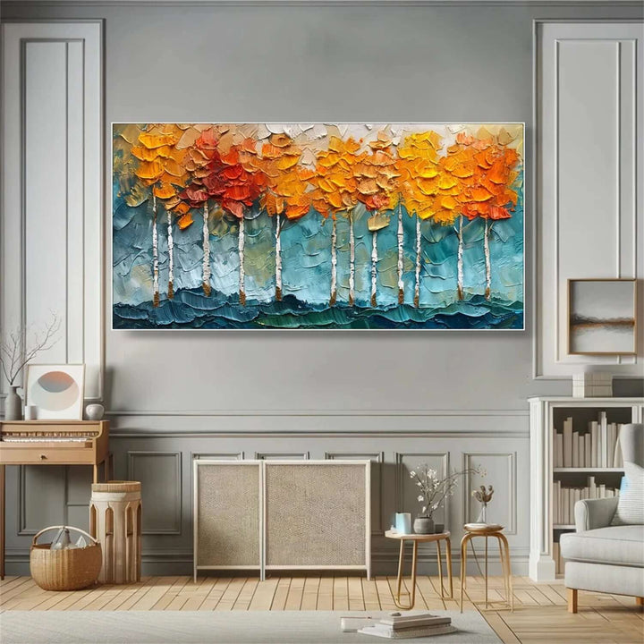 Autumn Ember – Textured Tree Hand-Painted Oil Painting