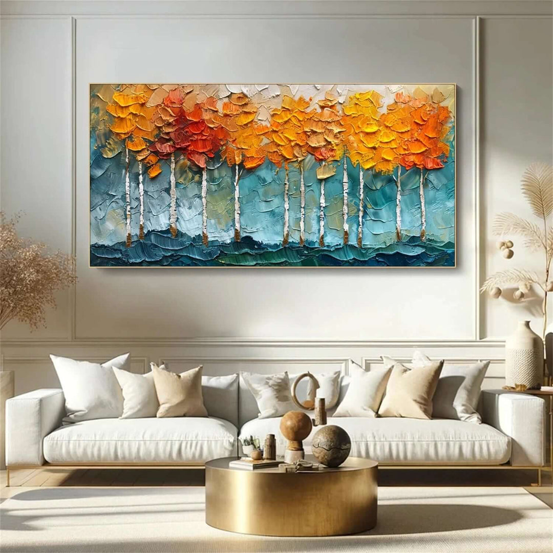 Autumn Ember – Textured Tree Hand-Painted Oil Painting