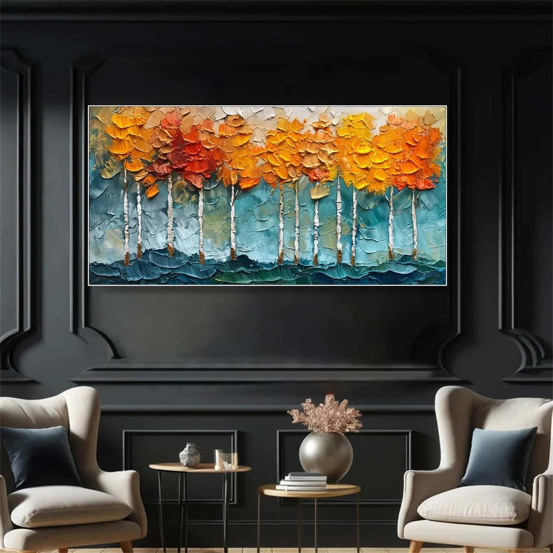 Autumn Ember – Textured Tree Hand-Painted Oil Painting