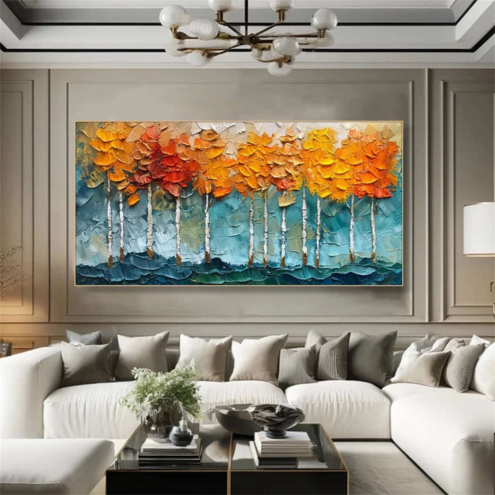 Autumn Ember – Textured Tree Hand-Painted Oil Painting