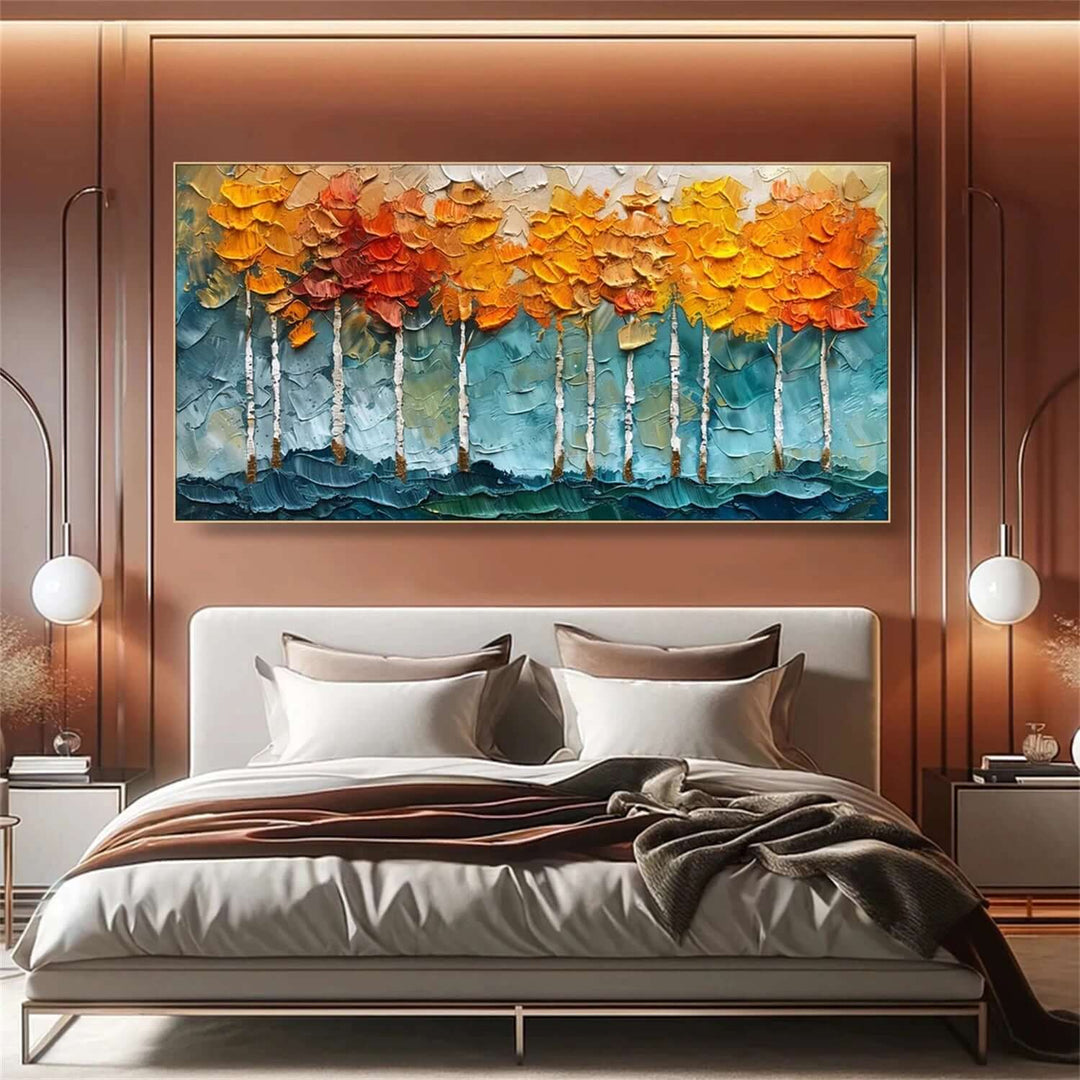 Autumn Ember – Textured Tree Hand-Painted Oil Painting