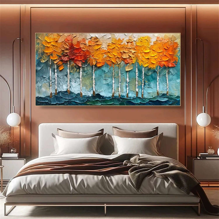 Autumn Ember – Textured Tree Hand-Painted Oil Painting