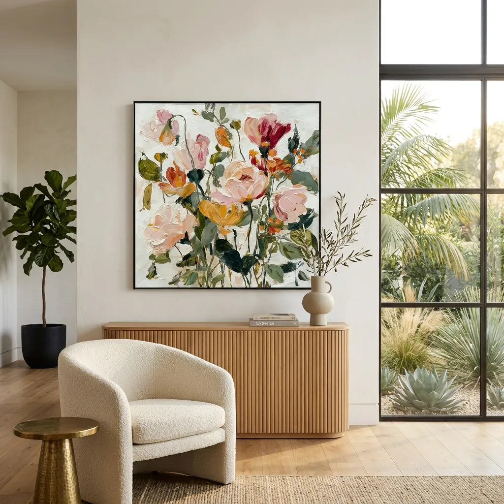 Autumn Garden Bouquet Textured Floral Canvas Art TA
