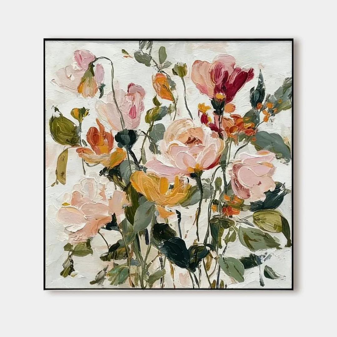 Autumn Garden Bouquet Textured Floral Canvas Art TA