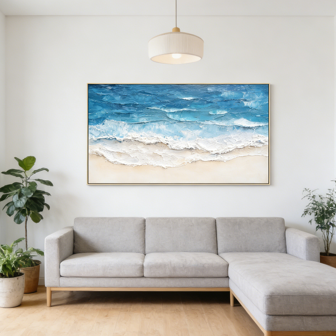 Azure Shoreline Textured Abstract Painting SP#2105