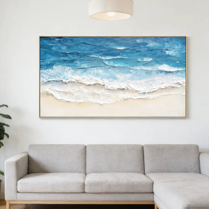 Azure Shoreline Textured Abstract Painting SP