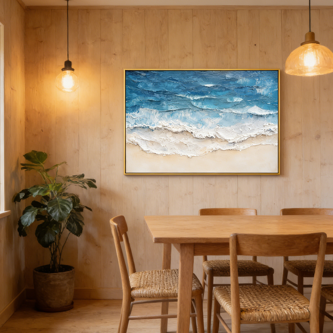 Azure Shoreline Textured Abstract Painting SP#2105