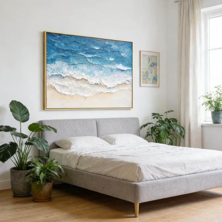 Azure Shoreline Textured Abstract Painting SP#2105