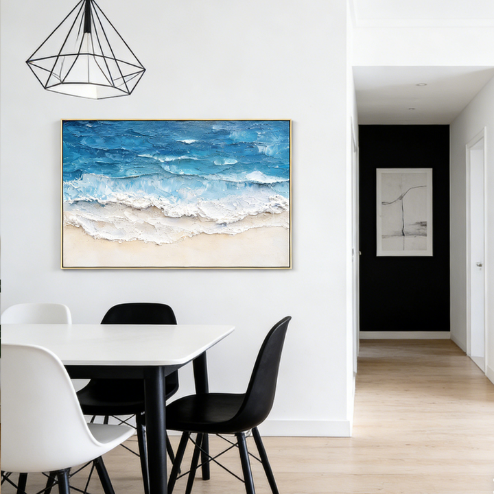 Azure Shoreline Textured Abstract Painting SP#2105