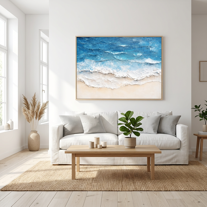 Azure Shoreline Textured Abstract Painting SP#2105