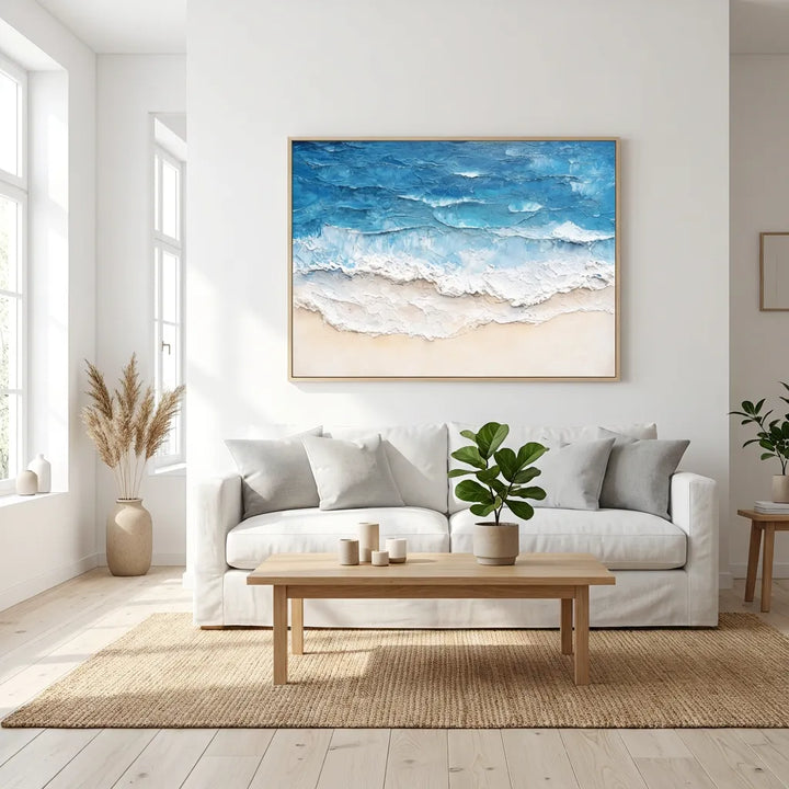 Azure Shoreline Textured Abstract Painting SP