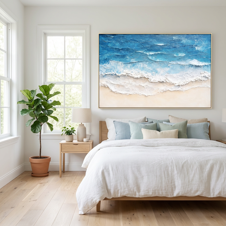 Azure Shoreline Textured Abstract Painting SP#2105