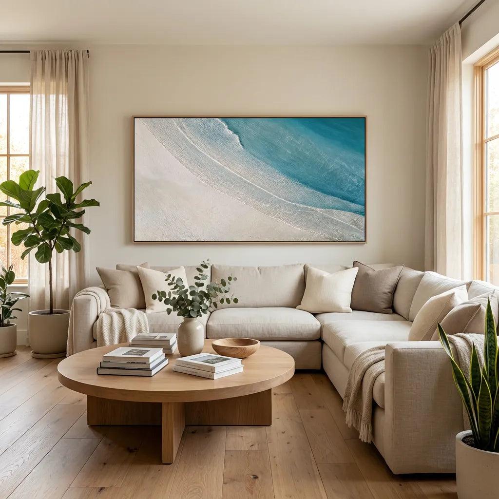 Azure Tide Minimalist Seascape Painting AA