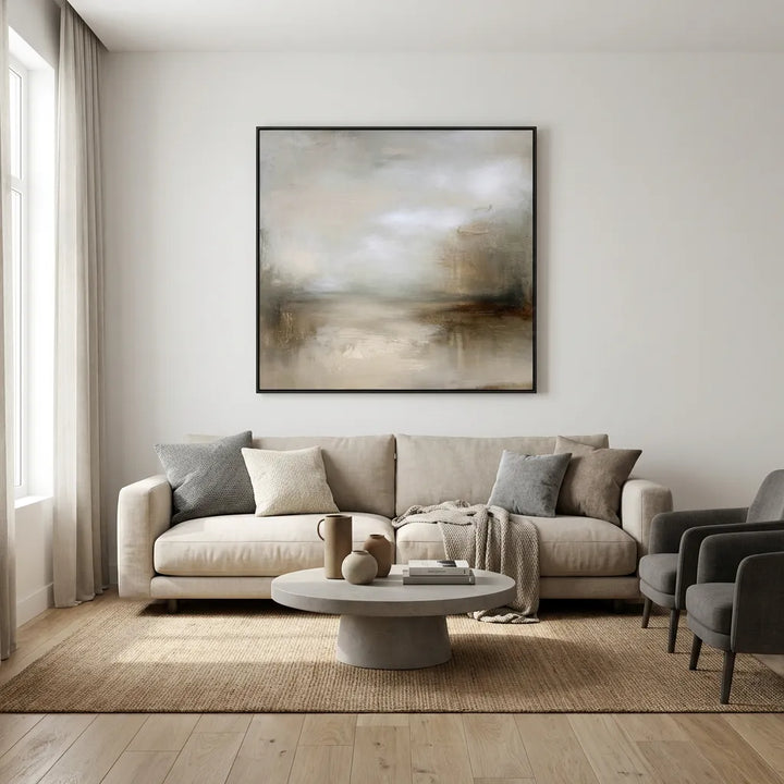 Beige Gray Minimal Abstract Painting TA