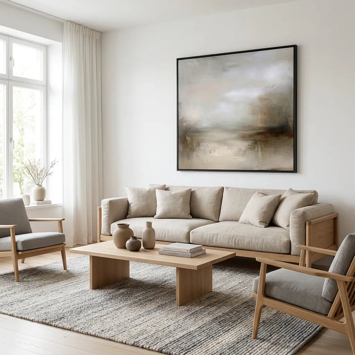 Beige Gray Minimal Abstract Painting TA